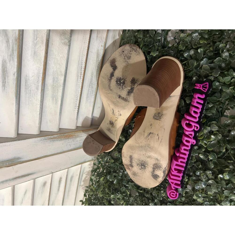J.Crew Brown Leather wood Mule 4in Heel 10 boho - Picture 5 of 7